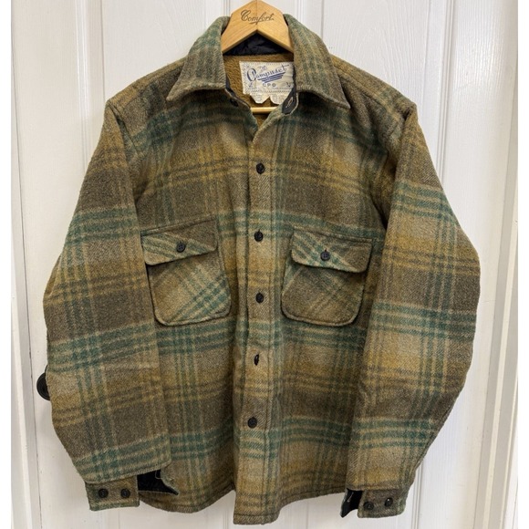 Campus Other - VTG CPO Jacket Campuset Men's M Campus Sherpa Lined Green Plaid Navy 60s/70s